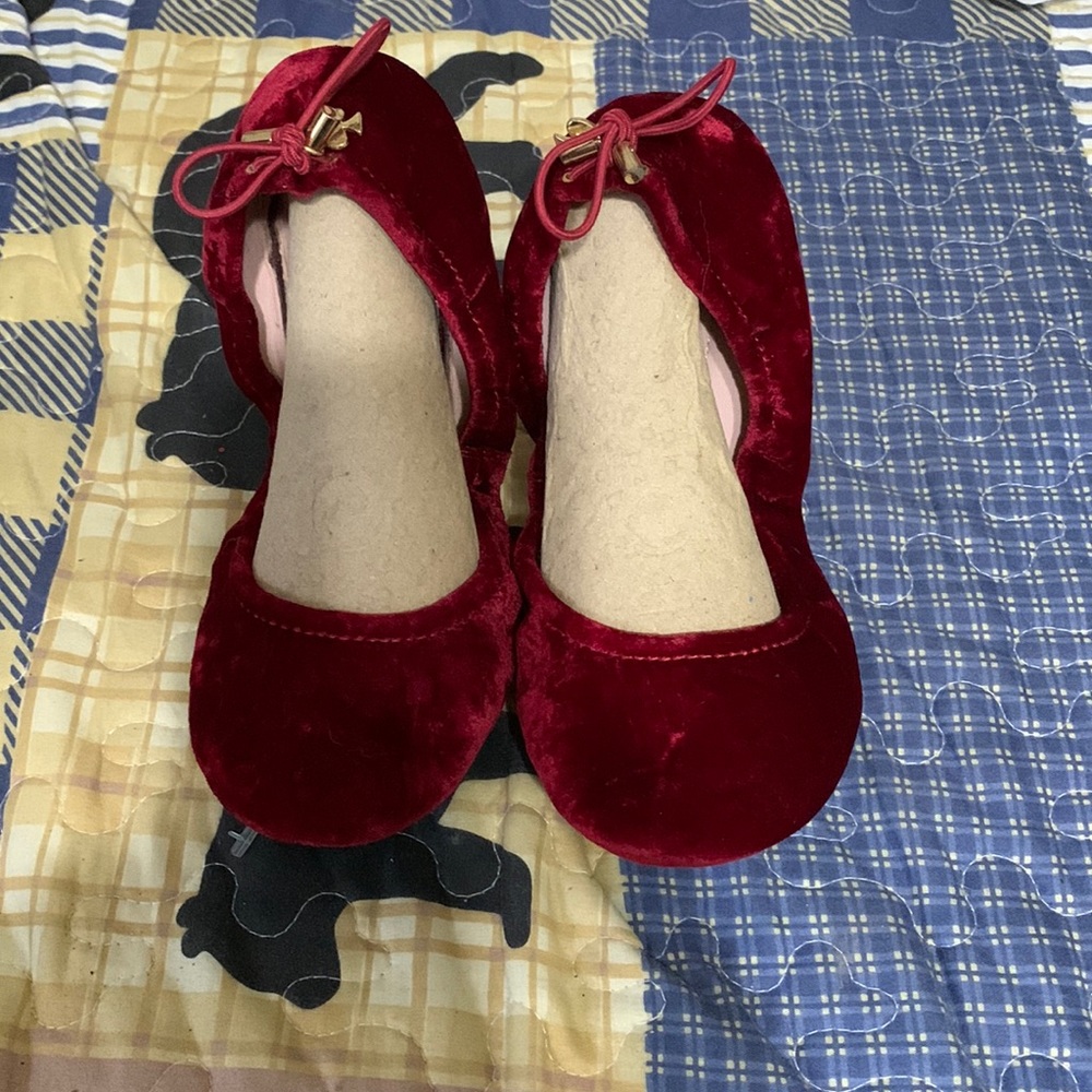 Kate Spade Velvet Fold Up Travel Slippers or Flats
